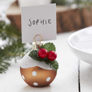 Christmas Pudding Christmas Bauble Place Card Holders