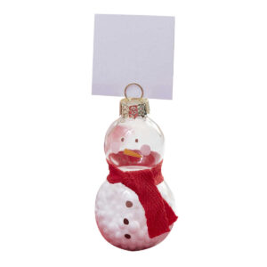 Glass Snowman Christmas Place Card Holders