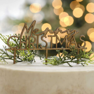 Wooden Merry Christmas Cake Topper