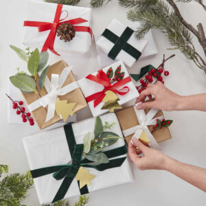 Christmas Wrapping Accessories Kit with Foliage, Ribbons and Tags
