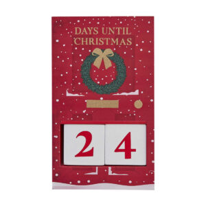 Red Wood Christmas Door Countdown Calendar