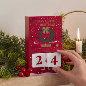 Red Wood Christmas Door Countdown Calendar