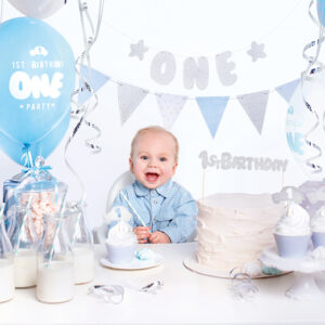 1st Birthday Silver Party Decorations Set