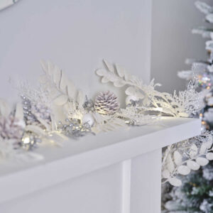 White and Silver Berry Foliage Garland
