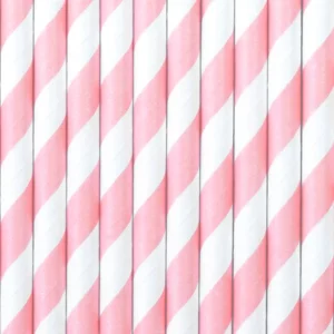 Paper Straws, light & white pink, 19.5cm