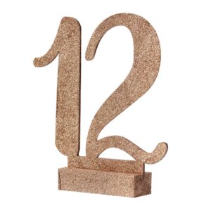 Rose Gold Glitter Wooden Table Numbers 1-12