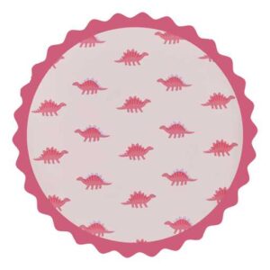 Pink Dinosaur Print Paper Plates