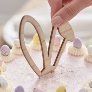 Wooden Bunny Ears Easter Cake Topper